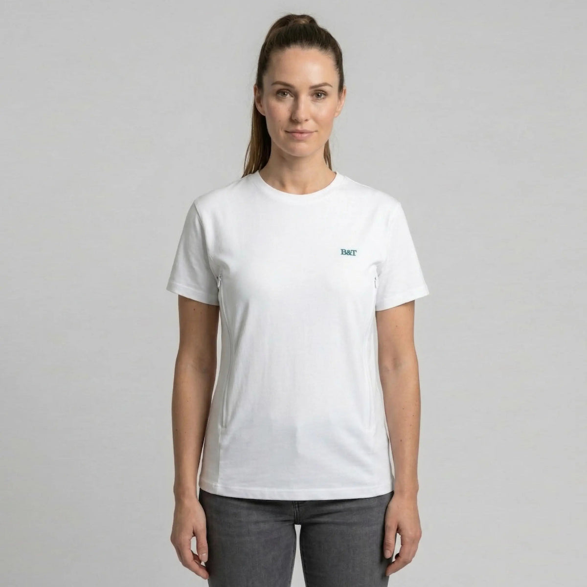 Borstvoedingsshirt met rits: Wit