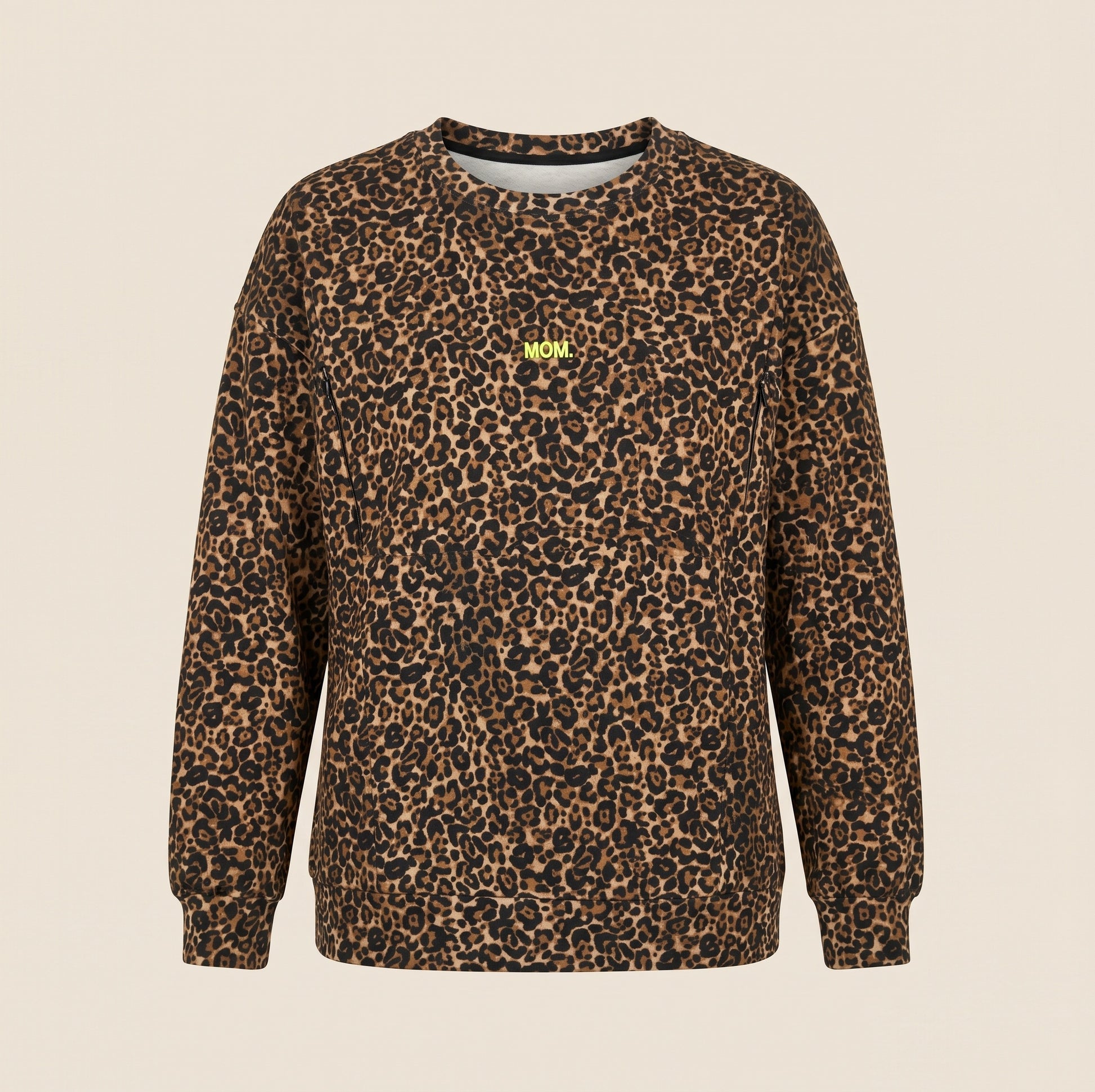 Voedingstrui Panter met blinde ritsen en fluor geel MOM. logo