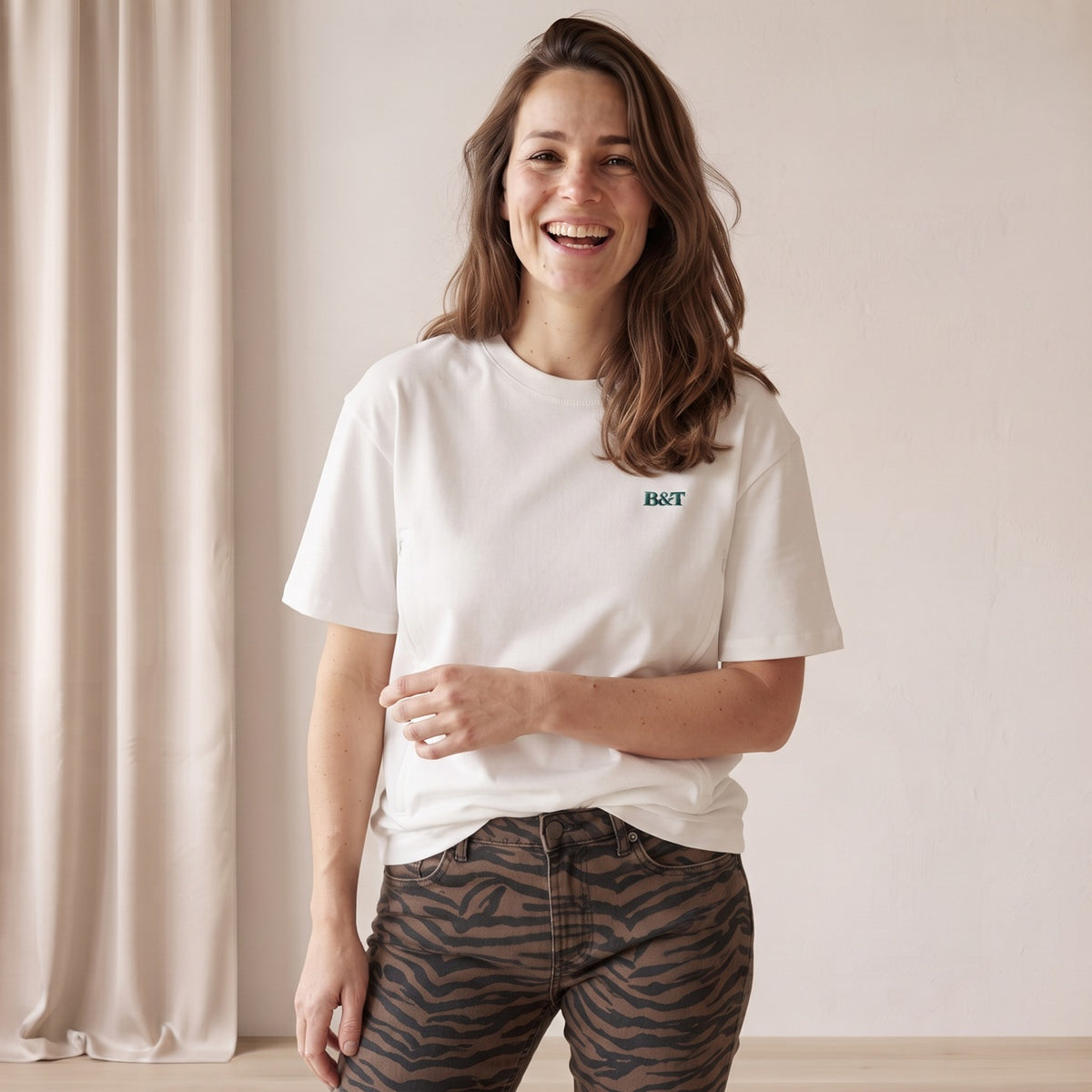 Borstvoedingsshirt met rits: Wit