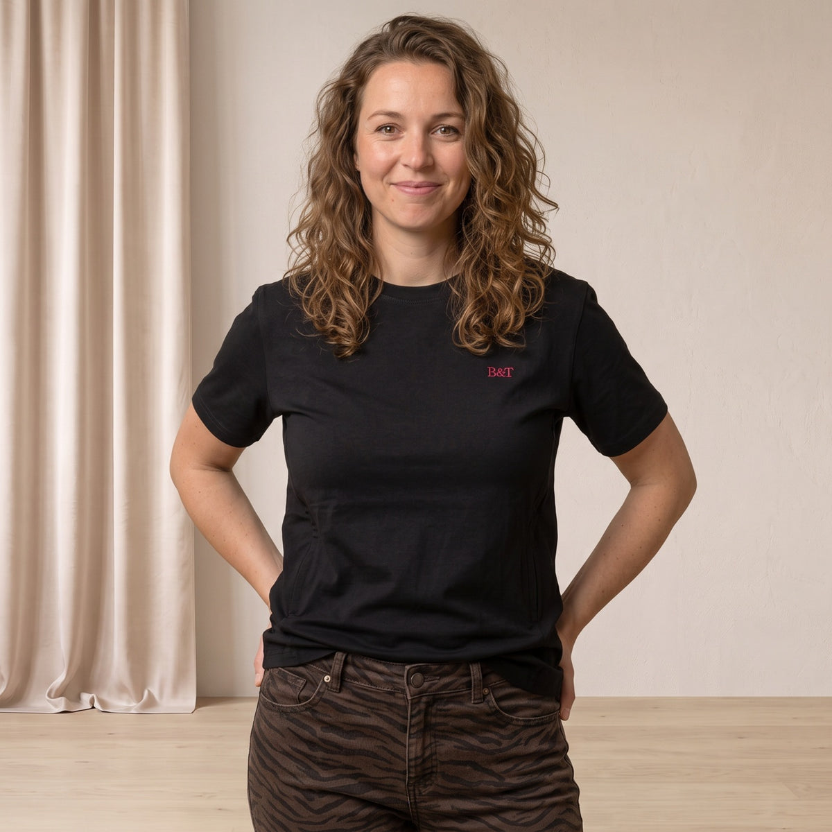Borstvoedingsshirt met rits: Zwart