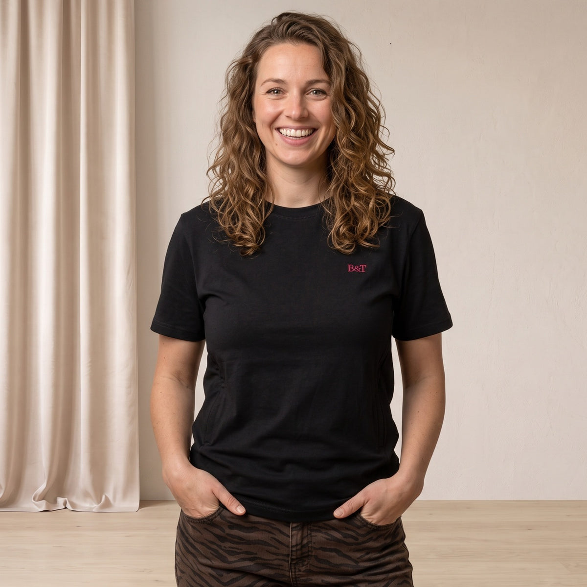 Borstvoedingsshirt met rits: Zwart