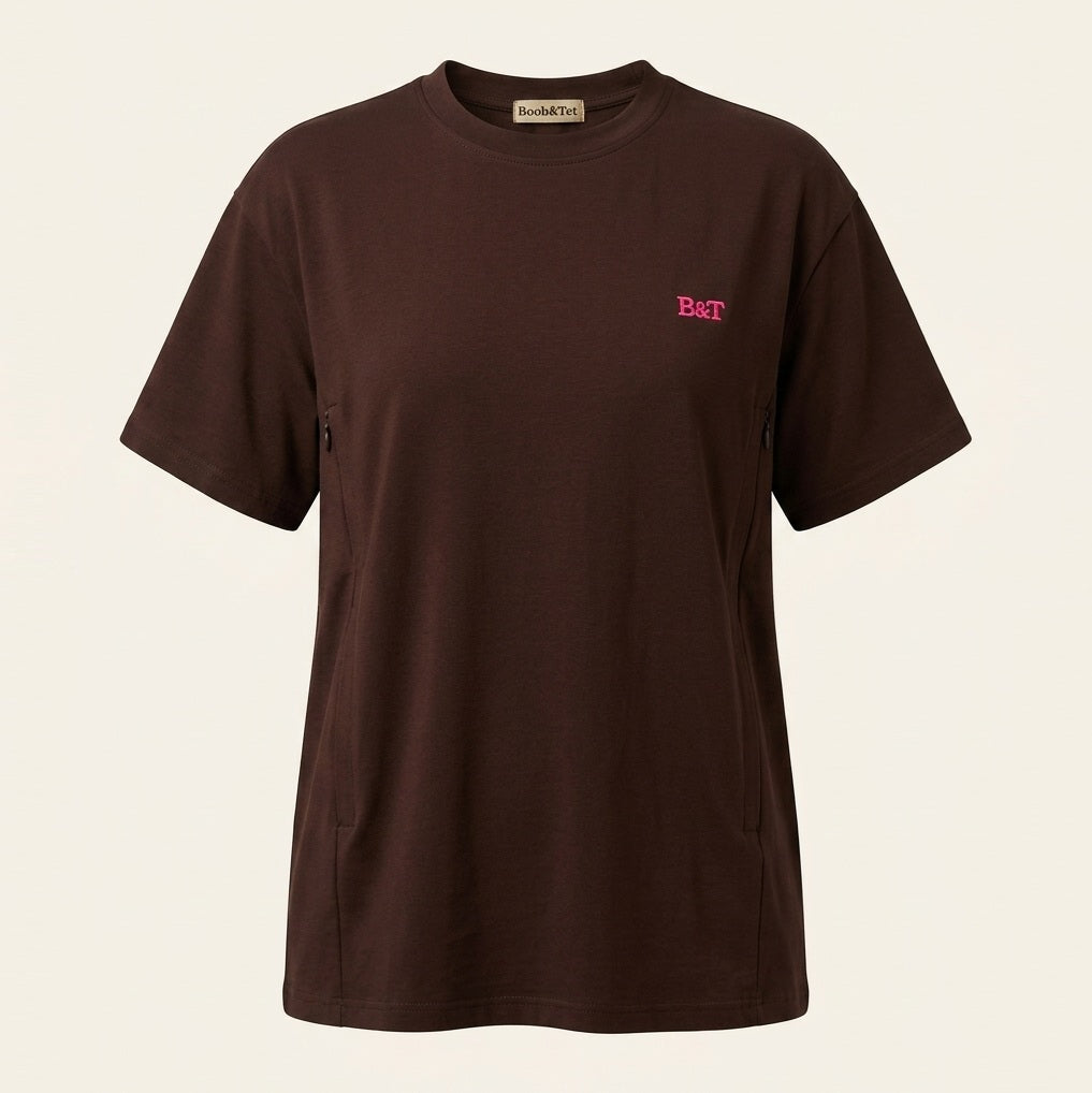 Borstvoedings T-shirt: donkerbruin