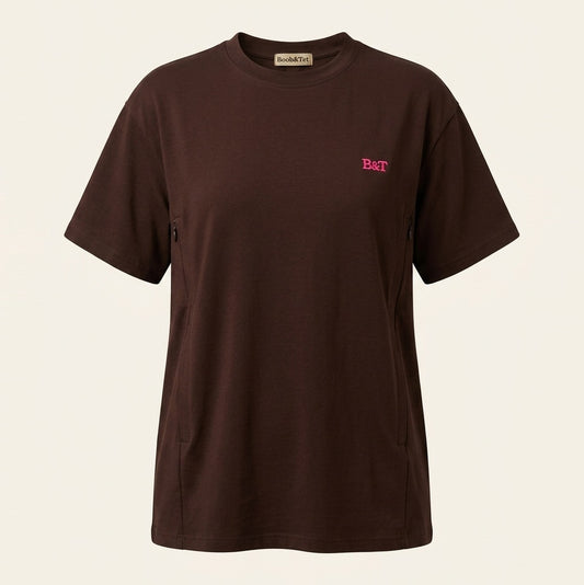 Borstvoedings T-shirt: donkerbruin