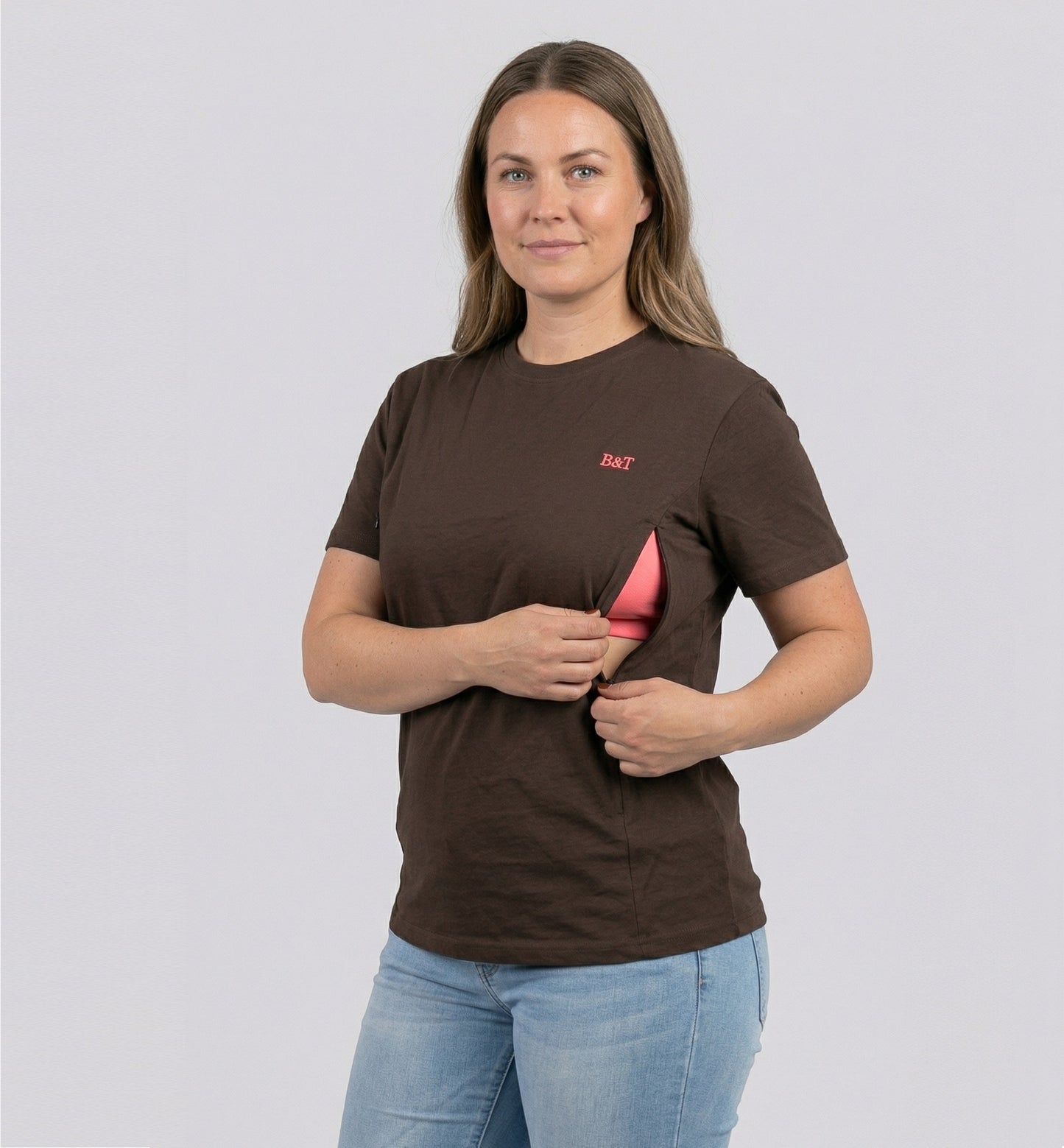 Borstvoedings T-shirt: donkerbruin