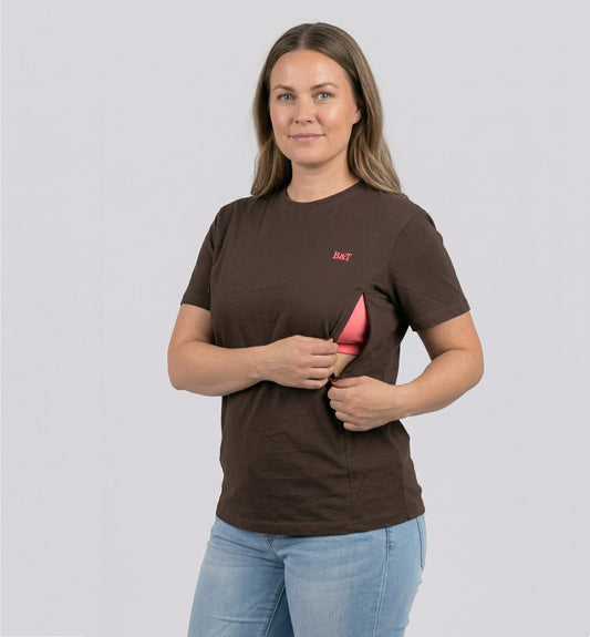 Borstvoedings T-shirt kleur: donkerbruin