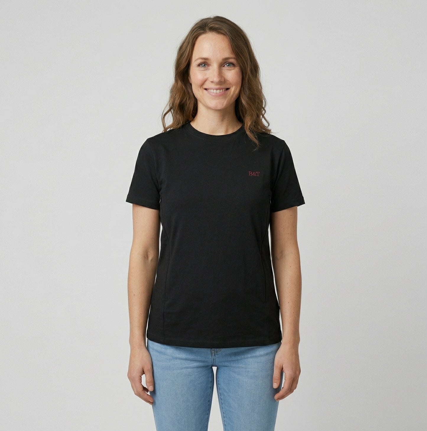 Borstvoedings T-shirt: zwart