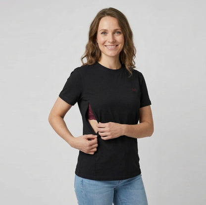Borstvoedings T-shirt: zwart