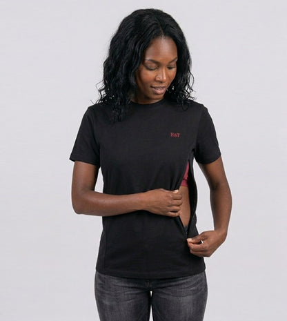Borstvoedings T-shirt: zwart