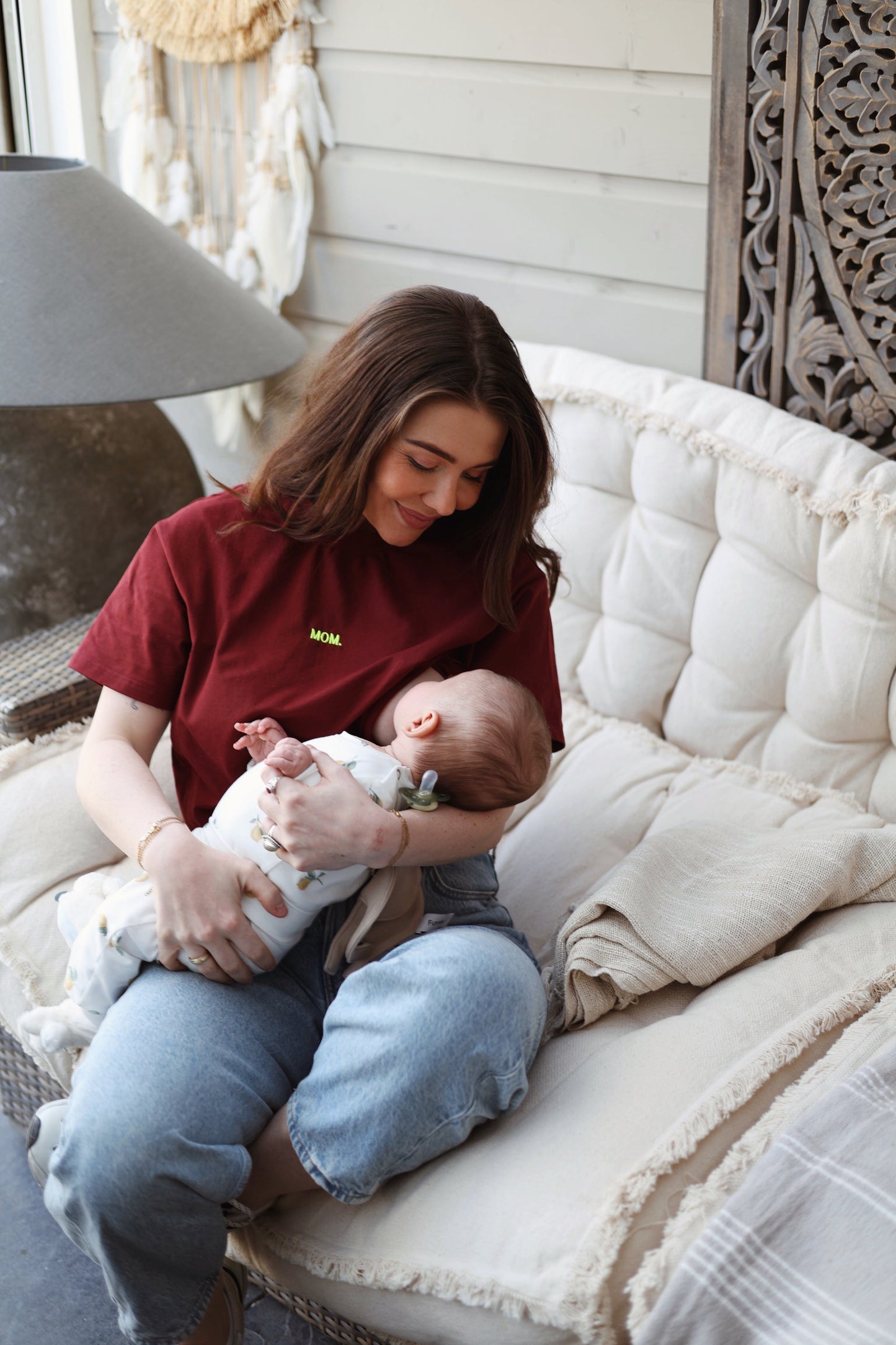 Voedingsshirt met ritsen burgundy bordeaux rood met ritsen Boob en Tet