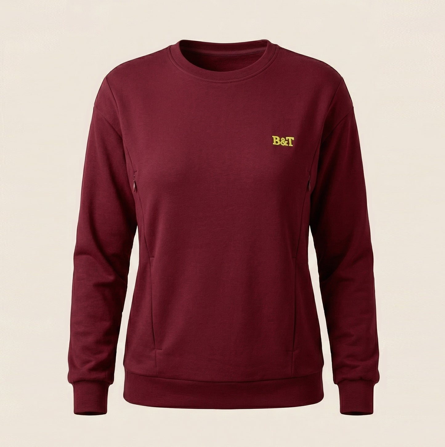 Borst voedingstrui Burgundy rood blinde ritsen logoNeongeel-voorBoobenTet