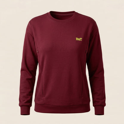 Borst voedingstrui Burgundy rood blinde ritsen logoNeongeel-voorBoobenTet